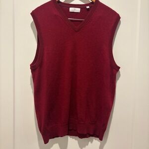 Toscano Firenze Mens XL Red 100%‎ Extrafine Merino Wool V-Neck Sweater Vest M108
